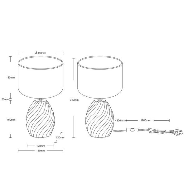 Lámpara de Mesa Clásica MELVA Tela y Cerámica 1xE14 max. 40W | LeonLeds