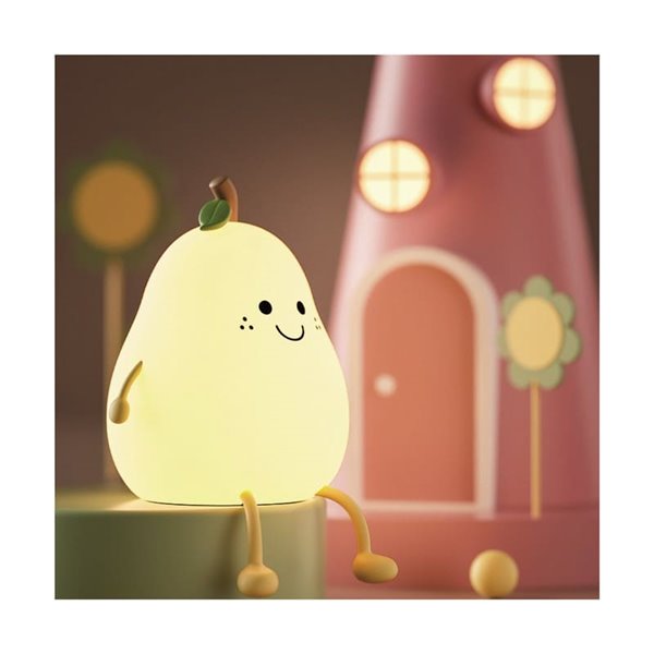Lámpara portátil infantil, luz de noche pera sonriente HANSEL 1W, RGB de ABS + HIPS + Silicona