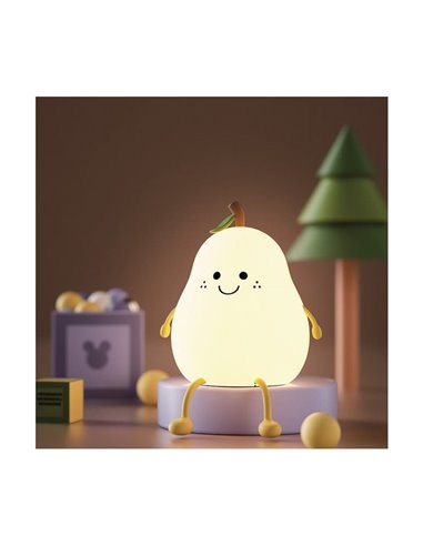 Lámpara portátil infantil, luz de noche pera sonriente HANSEL 1W, RGB de ABS + HIPS + Silicona