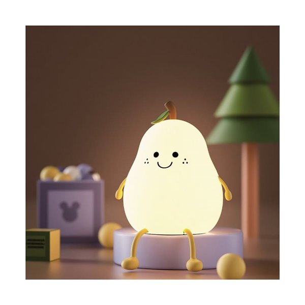 Candeeiro infantil portátil, luz noturna pera sorridente HANSEL 1W, ABS + HIPS + Silicone RGB
