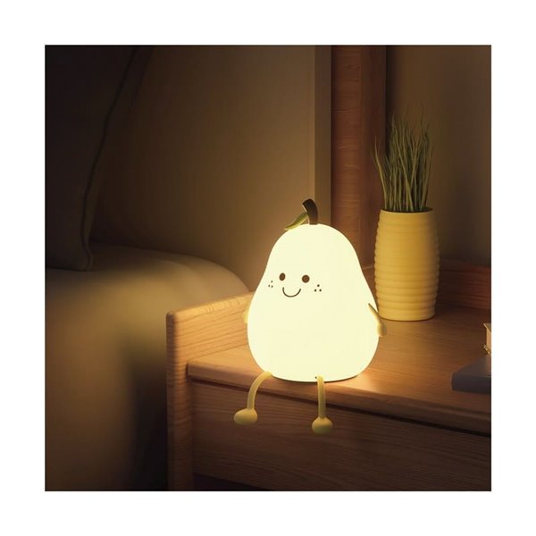 Lampe enfant portable, veilleuse poire souriante HANSEL 1W, ABS + HIPS + Silicone RGB