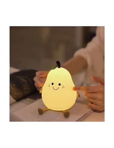 Candeeiro infantil portátil, luz noturna pera sorridente HANSEL 1W, ABS + HIPS + Silicone RGB