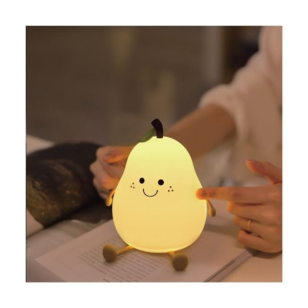 Candeeiro infantil portátil, luz noturna pera sorridente HANSEL 1W, ABS + HIPS + Silicone RGB