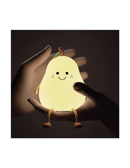 Candeeiro infantil portátil, luz noturna pera sorridente HANSEL 1W, ABS + HIPS + Silicone RGB