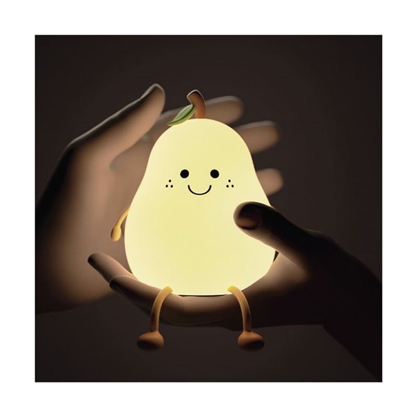 Candeeiro infantil portátil, luz noturna pera sorridente HANSEL 1W, ABS + HIPS + Silicone RGB