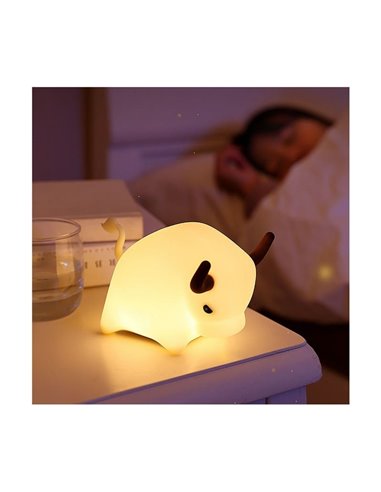 Lámpara portátil infantil, luz de noche torito HARRY 3W, con luz cálida, ABS + HIPS + Silicona