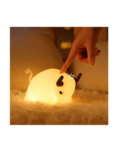 Candeeiro infantil portátil, luz noturna HARRY bull 3W, com luz quente, ABS + HIPS + Silicone