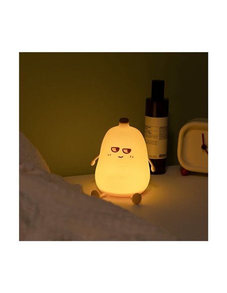 Luz de noche LED infantil plátano MERLIN 1W, con luz cálida, de ABS + HIPS + Silicona