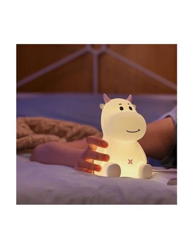 Luz infantil de noche LED, vaquita MICAELA, 1,2W, RGB, de ABS + HIPS + Silicona