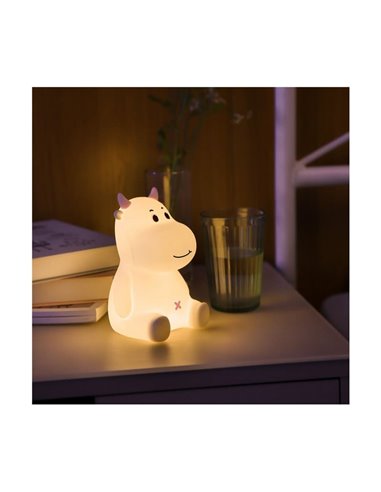 Luz infantil de noche LED, vaquita MICAELA, 1,2W, RGB, de ABS + HIPS + Silicona
