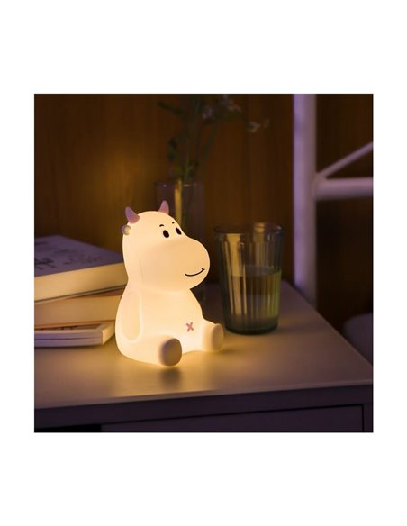 Luz infantil de noche LED, vaquita MICAELA, 1,2W, RGB, de ABS + HIPS + Silicona