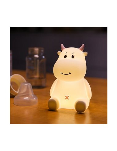 Luz infantil de noche LED, vaquita MICAELA, 1,2W, RGB, de ABS + HIPS + Silicona