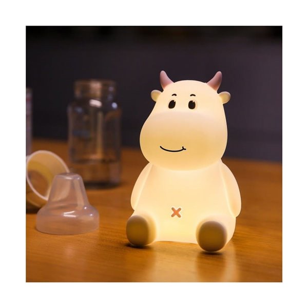 Luz infantil de noche LED, vaquita MICAELA, 1,2W, RGB, de ABS + HIPS + Silicona