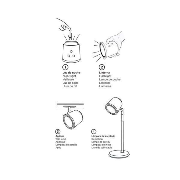 Flexo portable/Applique murale/Lampe de poche LED 4 en 1 CAMALEON, 6W 330Lm, CCT 3000-4000-5500K, 24º, blanc/noir