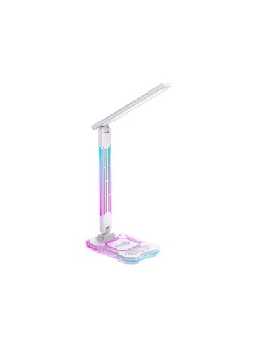 Flexo LED GAMER con luz de colores en su estructura, 10W 450Lm, CCT RGB Dimable blanco, con base para ccargar y microfono integr