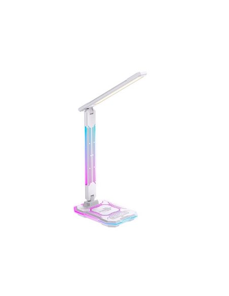 Flexo LED GAMER con luz de colores en su estructura, 10W 450Lm, CCT RGB Dimable blanco, con base para ccargar y microfono integr