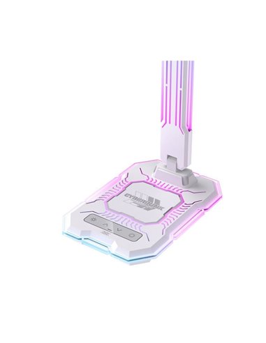 GAMER LED flexo com luz colorida em sua estrutura, 10W 450Lm, CCT RGB Dimable branco, com base de carregamento e microfone integ