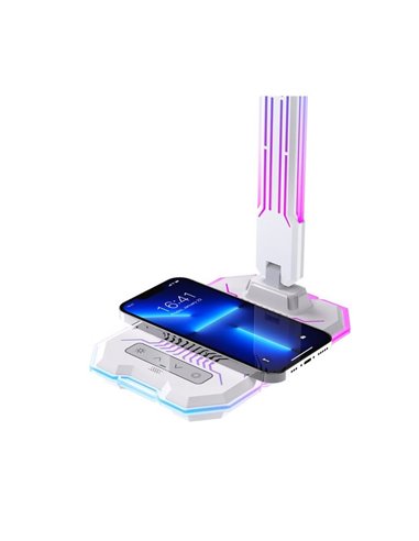 GAMER LED flexo com luz colorida em sua estrutura, 10W 450Lm, CCT RGB Dimable branco, com base de carregamento e microfone integ