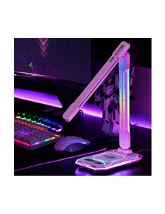 GAMER LED flexo com luz colorida em sua estrutura, 10W 450Lm, CCT RGB Dimable branco, com base de carregamento e microfone integ 2