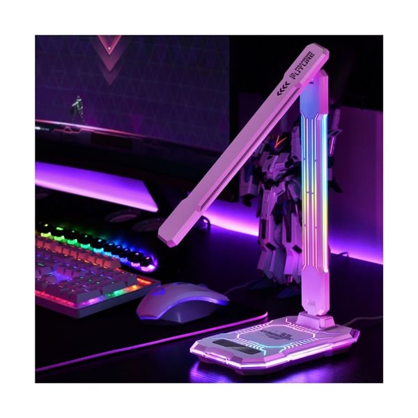 Flexo LED GAMER con luz de colores en su estructura, 10W 450Lm, CCT RGB Dimable blanco, con base para ccargar y microfono integr