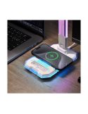 Flexo LED GAMER con luz de colores en su estructura, 10W 450Lm, CCT RGB Dimable blanco, con base para ccargar y microfono integr