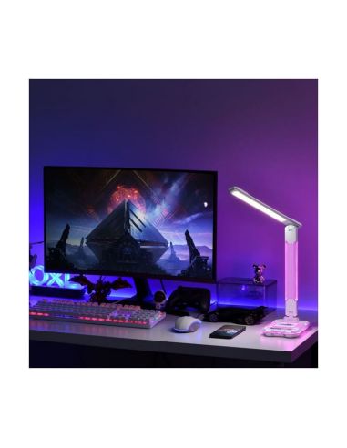 GAMER LED flexo avec lumière colorée dans sa structure, 10W 450Lm, CCT RGB Dimable blanc, avec base de chargement et microphone 