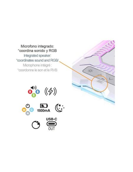 GAMER LED flexo com luz colorida em sua estrutura, 10W 450Lm, CCT RGB Dimable branco, com base de carregamento e microfone integ
