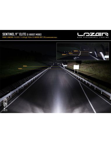 Prueba de Faro LED Sentinel 9'' Elite Black con E-Boost - Alta Potencia y Diseño Premium 20 Puntos de Luz Lazer