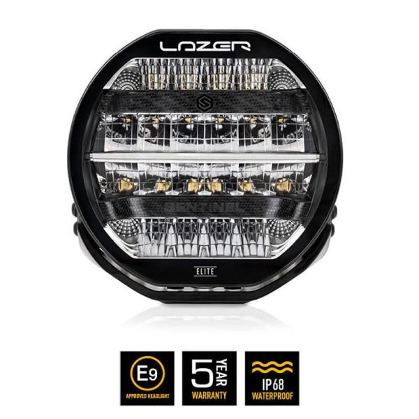 Phare LED noir Sentinel 9'' avec feu de position blanc et ambre - Puissance maximale et design moderne R112 R7