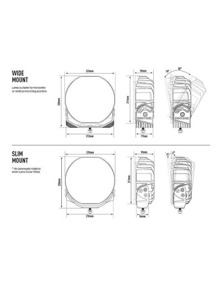 Medidas Faro LED Sentinel 9'' Black con Luz de Posición Blanca y Ambar - Máxima Potencia y Diseño Moderno R112 R7