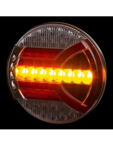 Piloto LED redondo com luz lateral de placa, posição, pisca e freio 4 funções Navia Homologação D, 2a, R1,S1, L