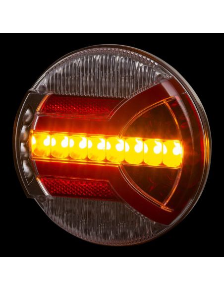 Piloto LED redondo com luz lateral de placa, posição, pisca e freio 4 funções Navia Homologação D, 2a, R1,S1, L