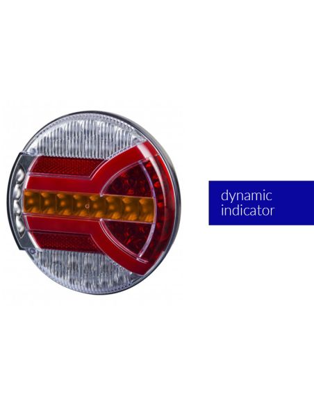 Luz LED redonda com luz de posição, pisca, freio, neblina e marcha à ré 5 funções Homologação F1, 2a, R1, S1, AR E9