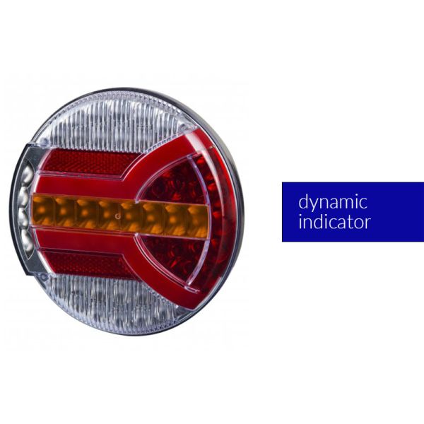 Piloto LED redondo con luz Posición, Intermitente, Freno, Niebla y Marcha atrás 5 Funciones Homologación F1, 2a, R1, S1, AR E9