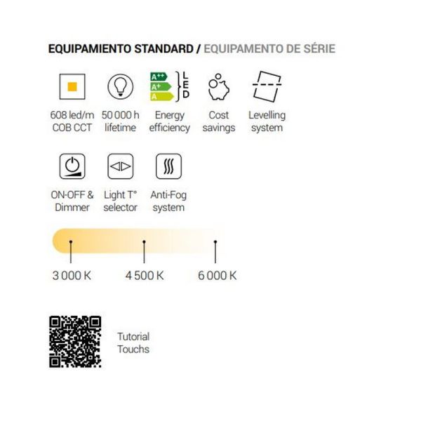 Miroir LED GÜELL Demi-Lune Rétroéclairé Triple Touch CCT | LéonLeds