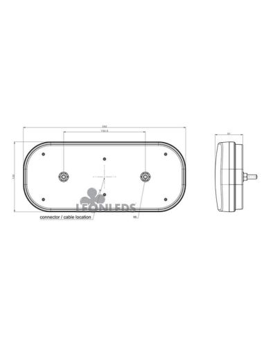 Dimensões da lanterna traseira de LED Fristom FT-600 homologada para 12-36V | LeonLeds Lighting