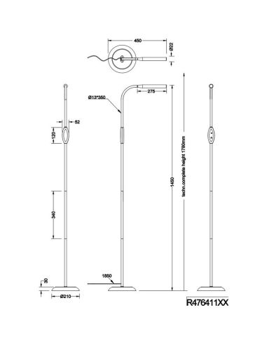 Lampadaire LED TORO dimmable et...
