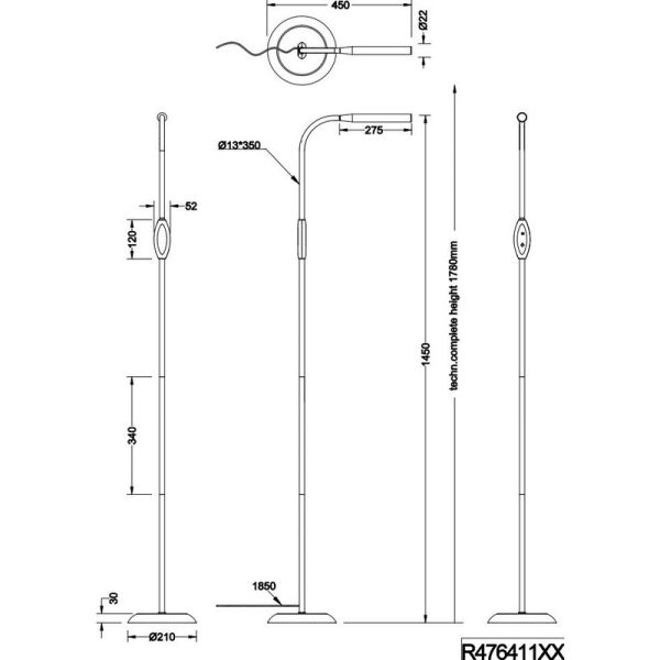 Lámpara de Pie LED TORO Regulable y...