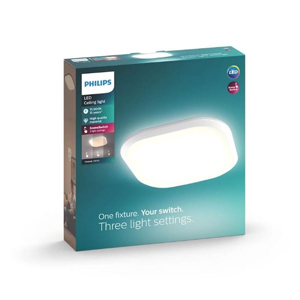 Plafonnier LED carré CANAVAL 18W, 1800Lm, 2700K, Blanc, Gradable, SceneSwitch