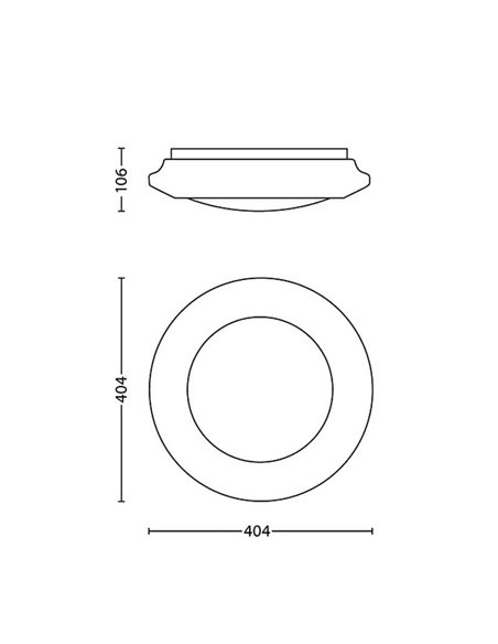 Plafón de Techo LED redondo 20W 2000Lm, CINNABAR, 2700K/4000K Blanco Ø 404mm