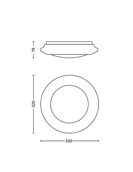 Plafonnier LED Rond 17W 1500Lm, CINNABAR, 2700K/4000K Blanc Ø 320mm