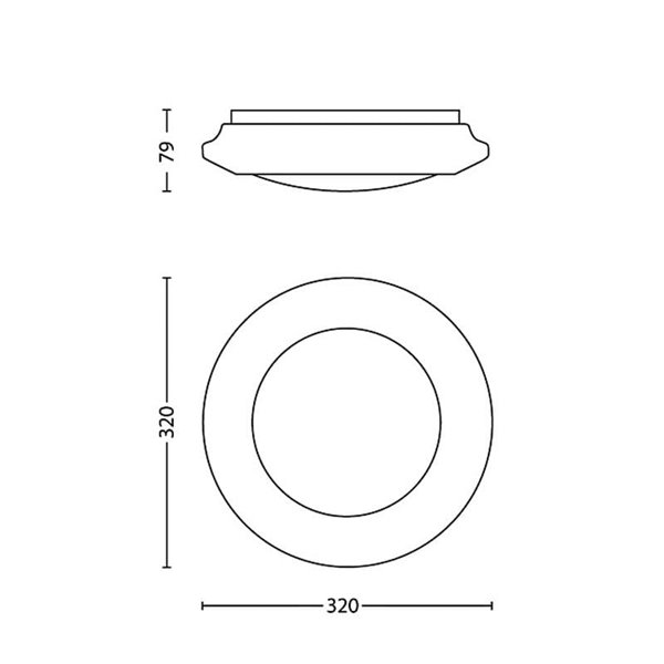 Plafon LED redondo 17W 1500Lm, CINNABAR, 2700K/4000K Branco Ø 320mm