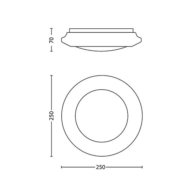 Plafonnier LED 6W 600Lm CINNABAR, 2700K/4000K, blanc Ø 250mm