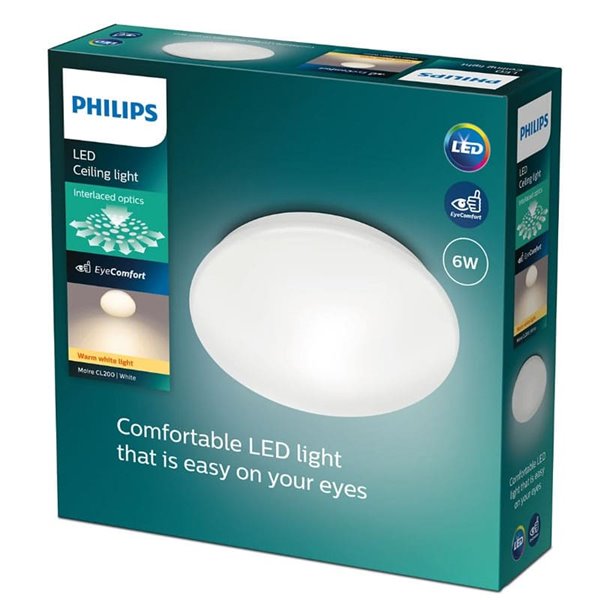 Candeeiro de teto/lâmpada de teto LED MOIRE 6W, 600Lm, 2700K/4000K, branco