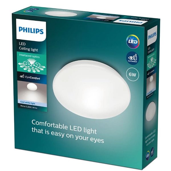 Candeeiro de teto/lâmpada de teto LED MOIRE 6W, 600Lm, 2700K/4000K, branco
