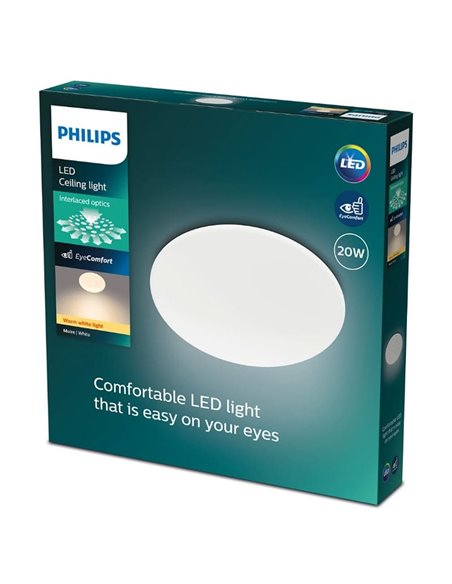 Candeeiro de teto/lâmpada de teto LED MOIRE 20W, 2300Lm, 2700K/4000K, branco