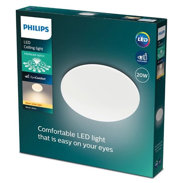 Plafonnier/plafonnier LED MOIRE 20W, 2300Lm, 2700K/4000K, blanc