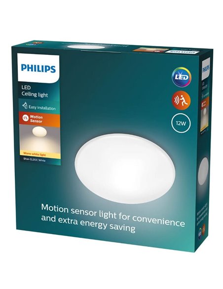 Plafón de Techo LED con sensor, SHAN, 12W, 2700K/4000K, blanco