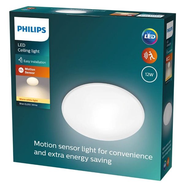 Plafonnier LED avec capteur, SHAN, 12W, 2700K/4000K, blanc
