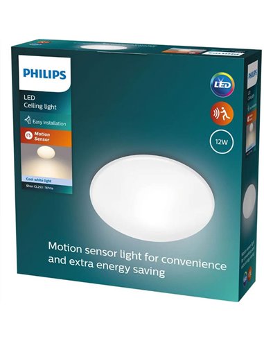 Plafon LED com sensor, SHAN, 12W, 2700K/4000K, branco